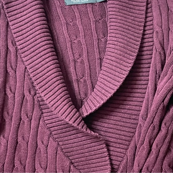 Lauren Ralph Lauren Shawl Cable Knit Tailored Fit Sweater - Picture 13 of 16